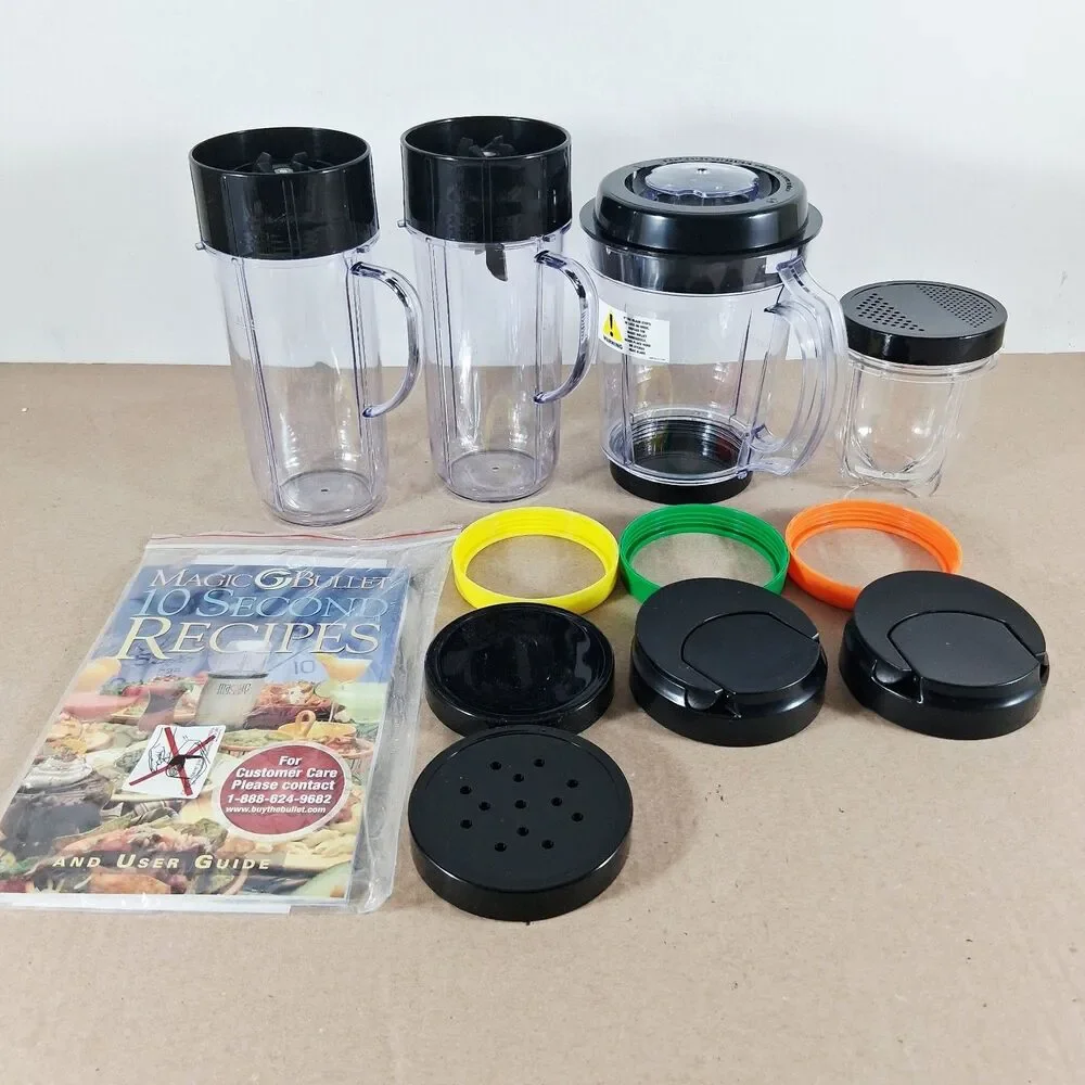 MAGIC BULLET 16pc Mixed Parts Lot! Cups, Lids, Blender Jar, Strainers + More!